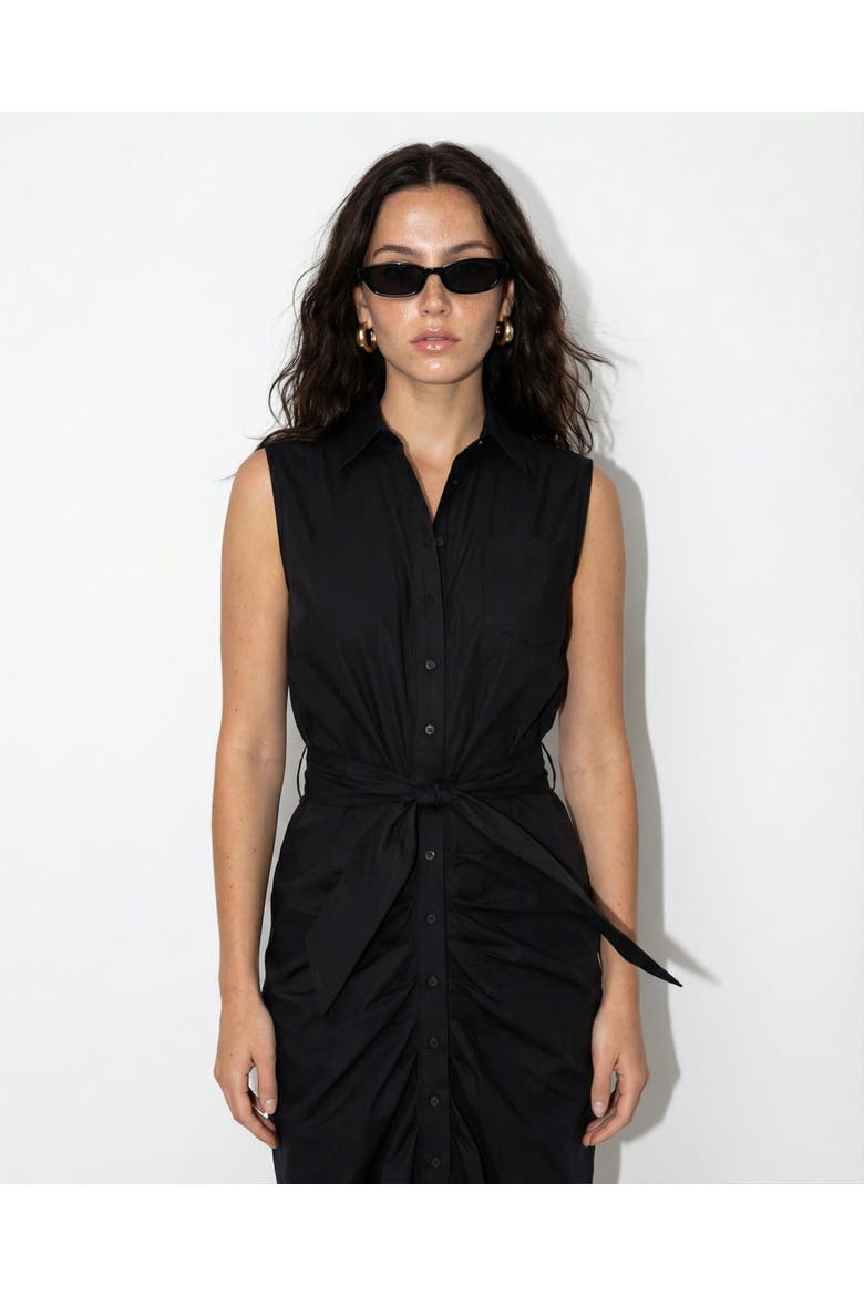 The Sleeveless Wrap Front Dress, Main, color, Black