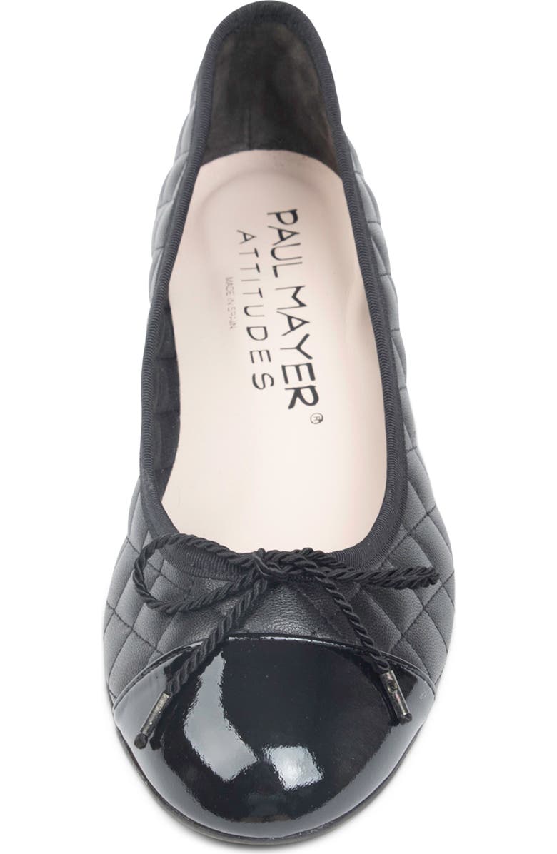 PAUL MAYER Cap Toe Quilted Wedge Pump, Alternate, color, Black/ Black Patent