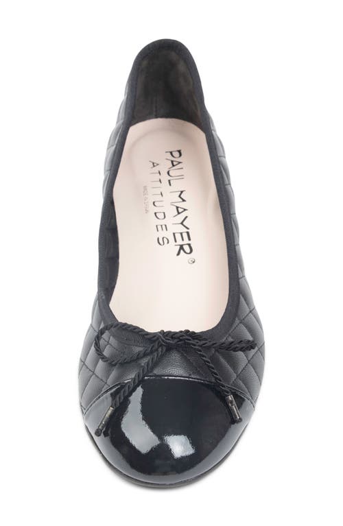 Paul Mayer Cap Toe Quilted Wedge Pump In Black