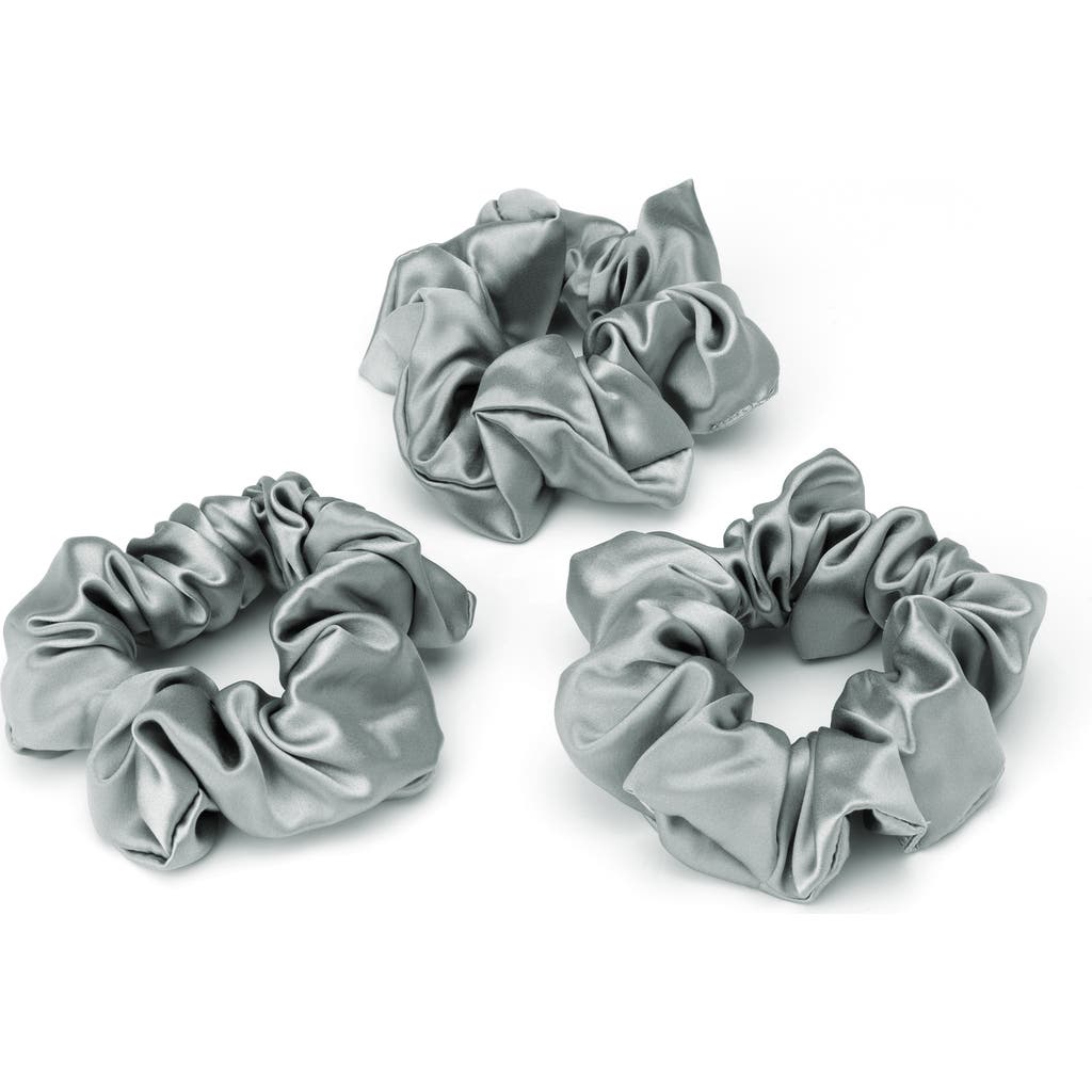 Blissy 3-pack Silk Scrunchies In Silver