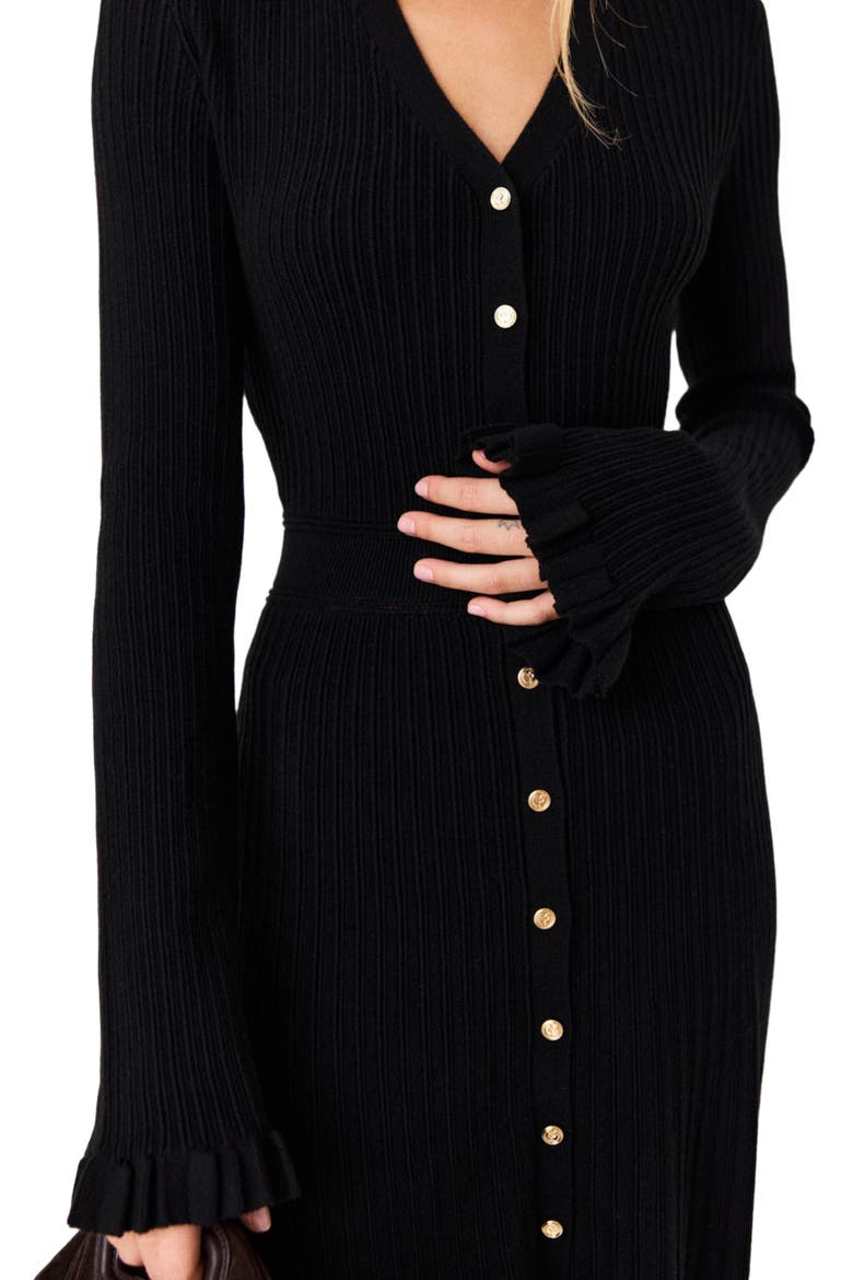 Ruffled knit maxi dress, Alternate, color, Black