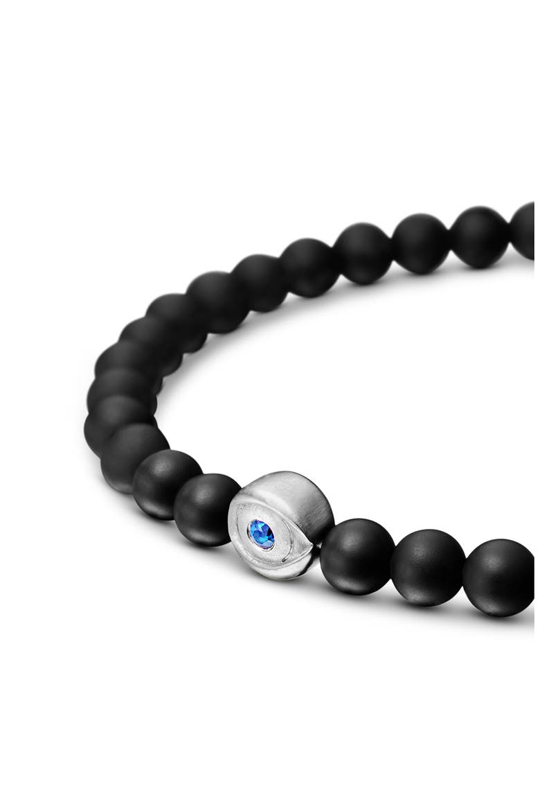 Men's Spiritual Beads Evil Eye Bracelet with Black Onyx and Sapphire, Alternate, color, BLACK ONYX