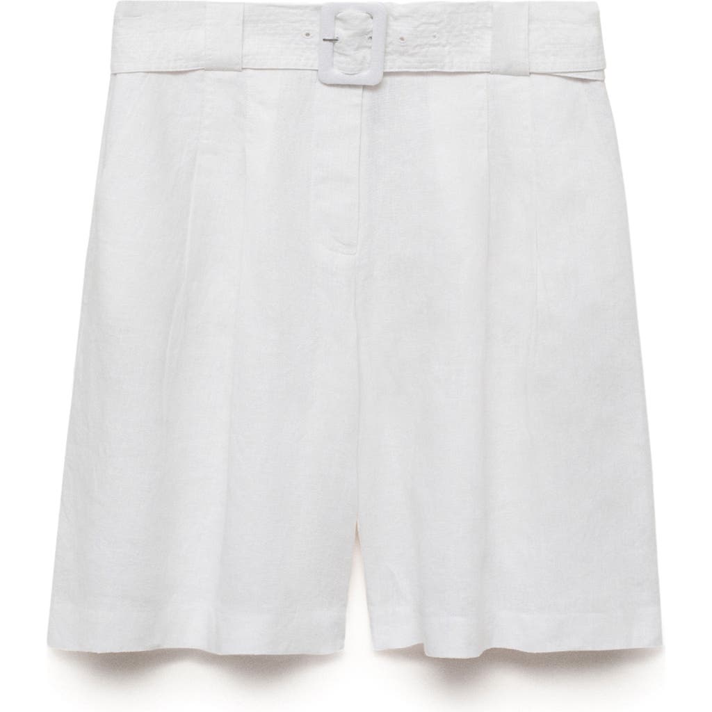 Mango Belted Linen Bermuda Shorts