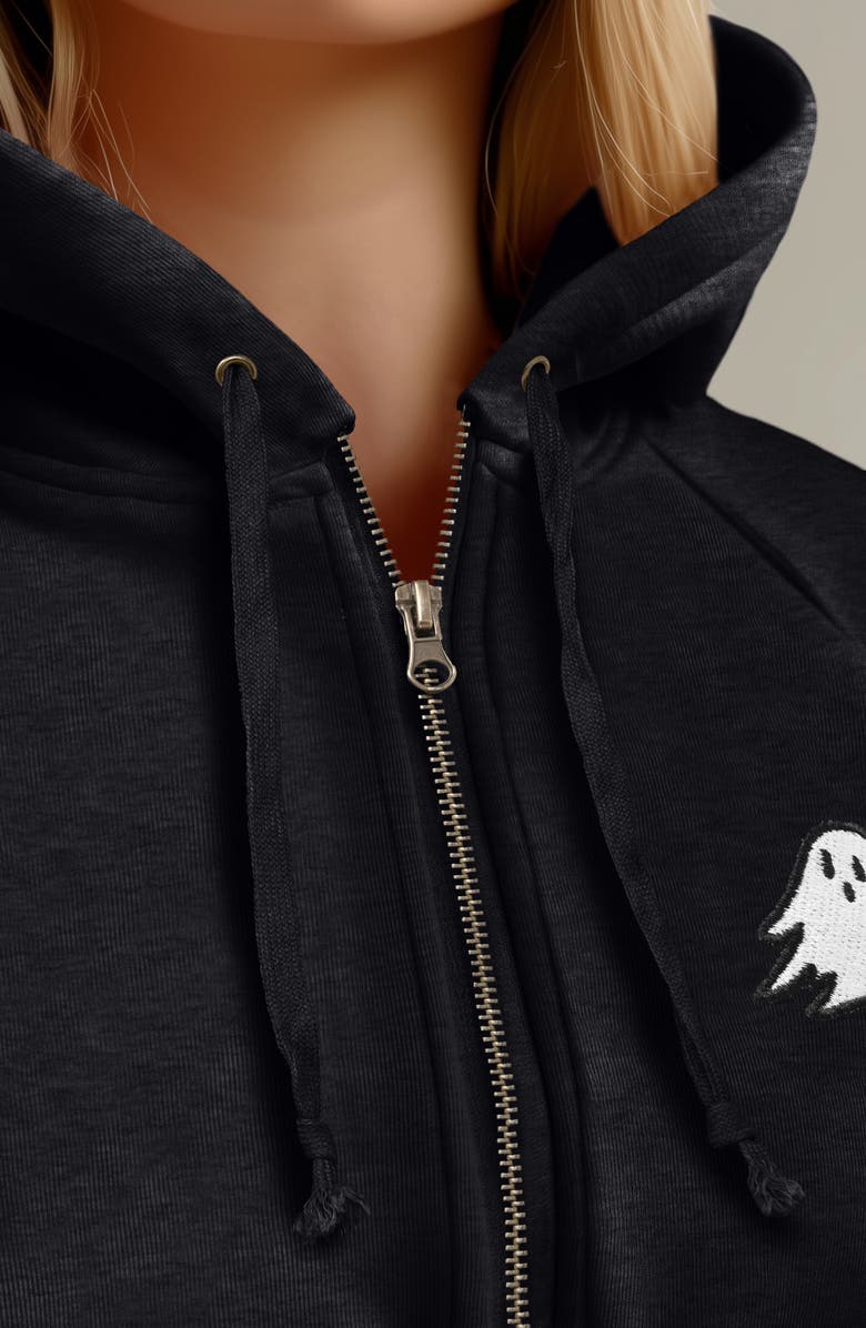 Dalix Ghost Zip Fleece Hoodie, Alternate, color, Black