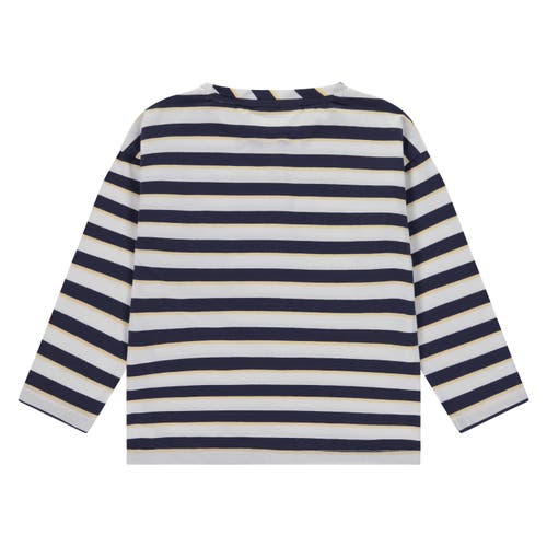 Stains And Stories By Babyface Sailor Stripe Shirt With Accent Pocket In White