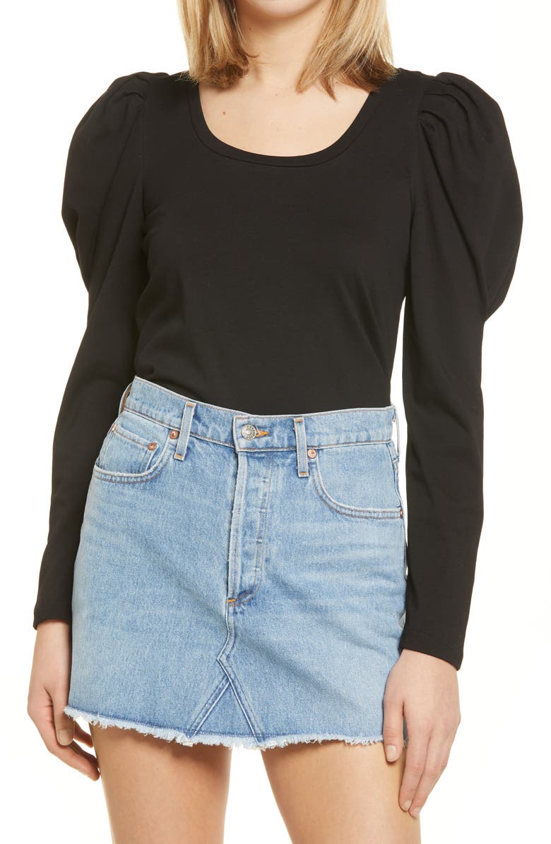 English Factory Pleated Puff Sleeve Top, Main, color, 