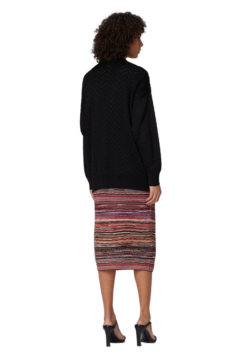 Tonal Chevron Oversized Cardigan, Alternate, color, Black