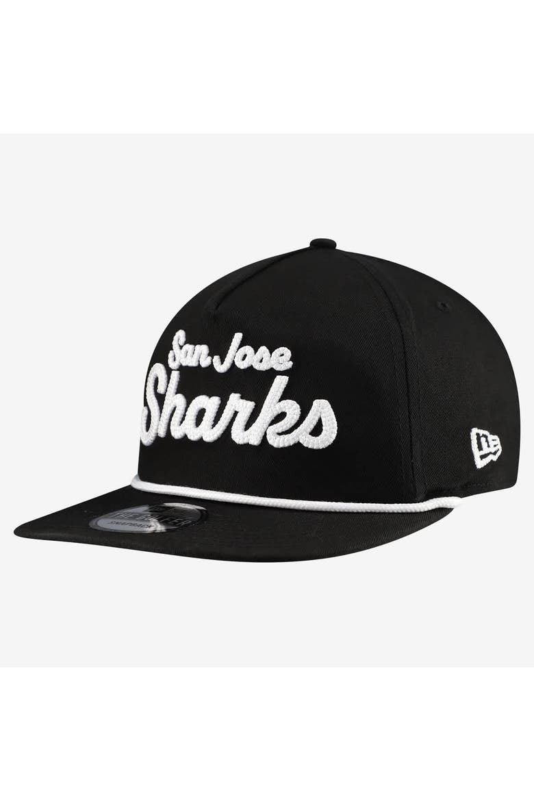Men's New Era  Black San Jose Sharks Team Text Golfer Adjustable Hat, Alternate, color, Black
