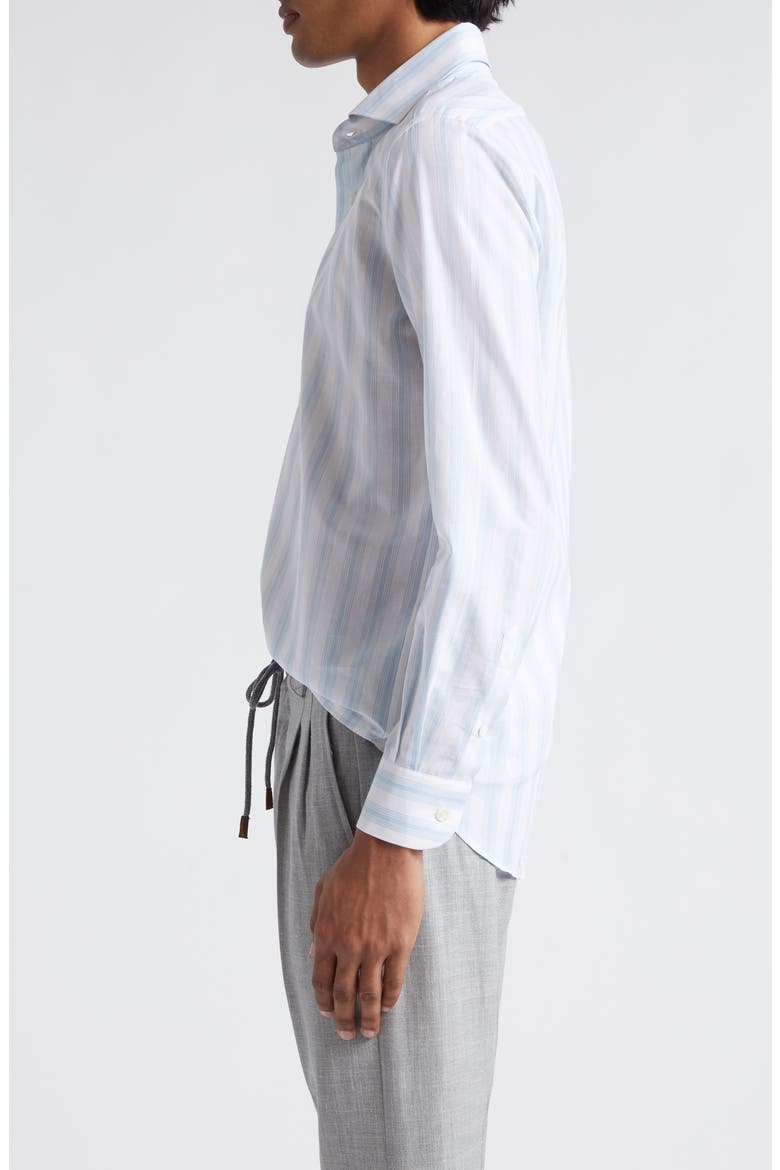 Stripe Cotton & Linen Button-Up Shirt, Alternate, color, BABY BLUE