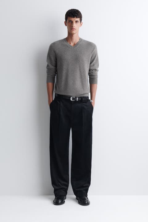 Pleated Relaxed-Fit Tapered Corduroy Pants