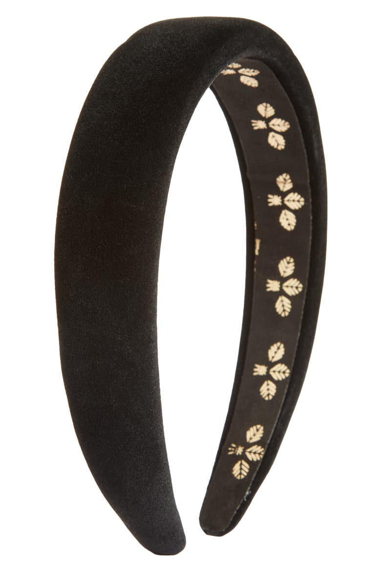 Adaline Padded Velvet Headband, Main, color, BLACK