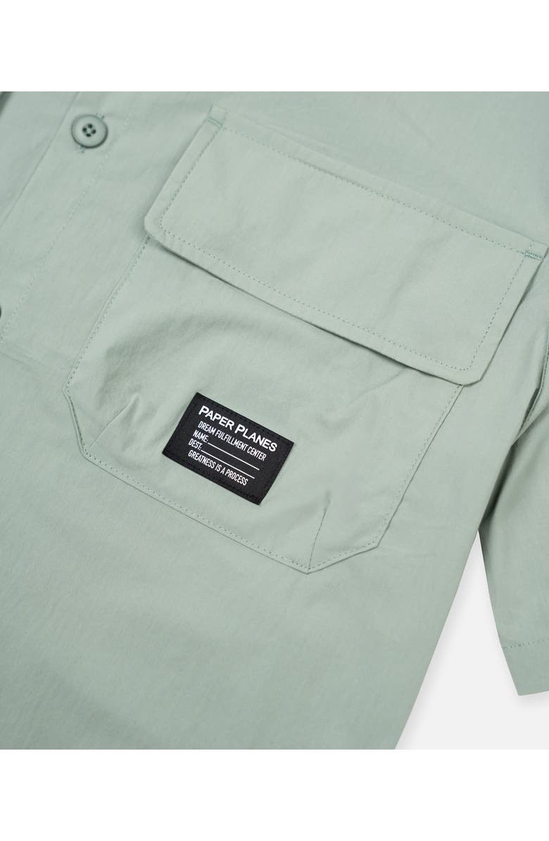 PAPER PLANES Utility Short Sleeve Button-Up Shirt, Alternate, color, Sage