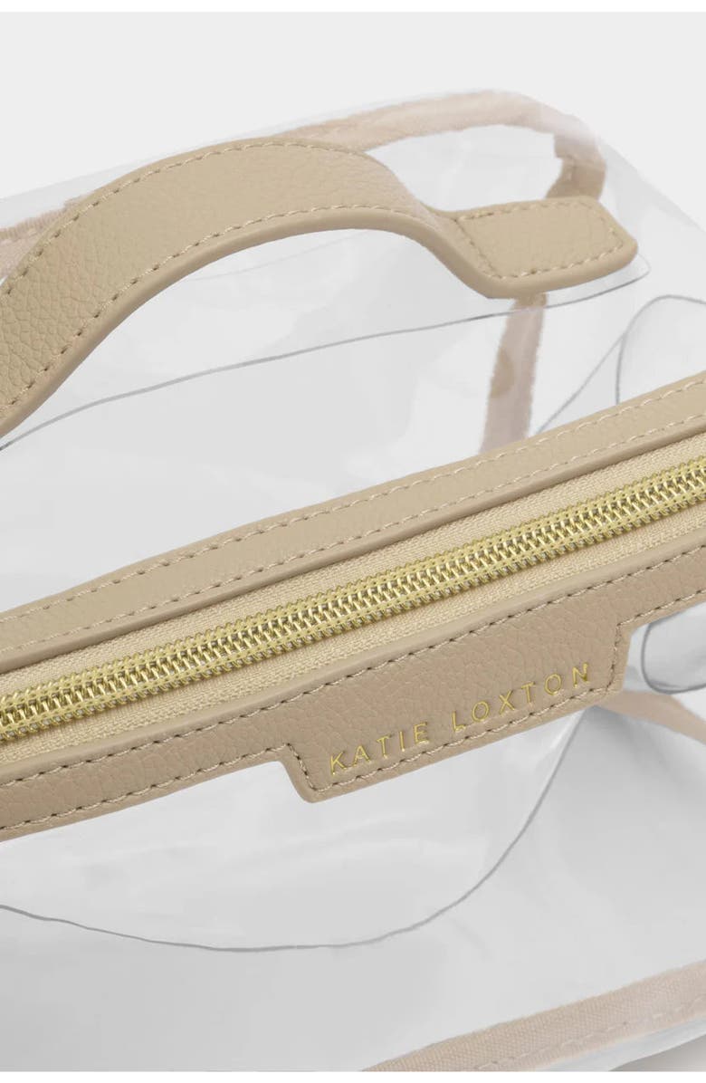 Katie Loxton Medium Clear Makeup and Toiletry Bag in Light Taupe, Alternate, color, Light Taupe