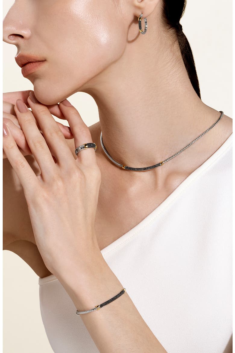 JH Essentials Sapphire Pavé Necklace, Alternate, color, SILVER/ GOLD/ BLACK SAPPHIRE