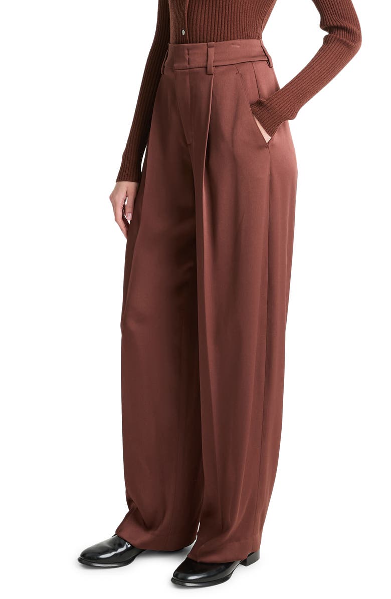 Vince Wide Leg Satin Pants, Alternate, color, Dk Rosewood