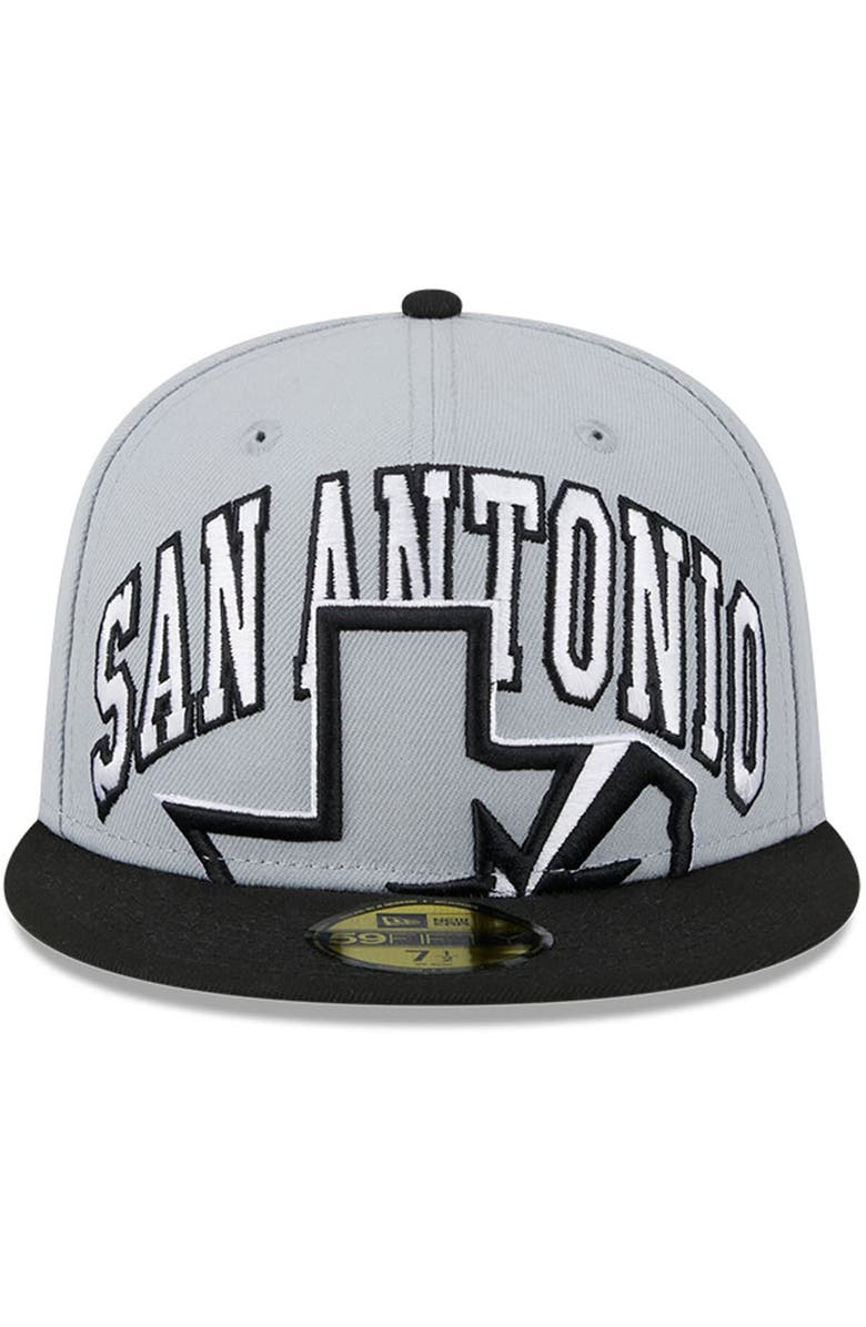 New Era Men's New Era Gray/Black San Antonio Spurs Tip-Off Two-Tone 59FIFTY Fitted Hat, Alternate, color, 
