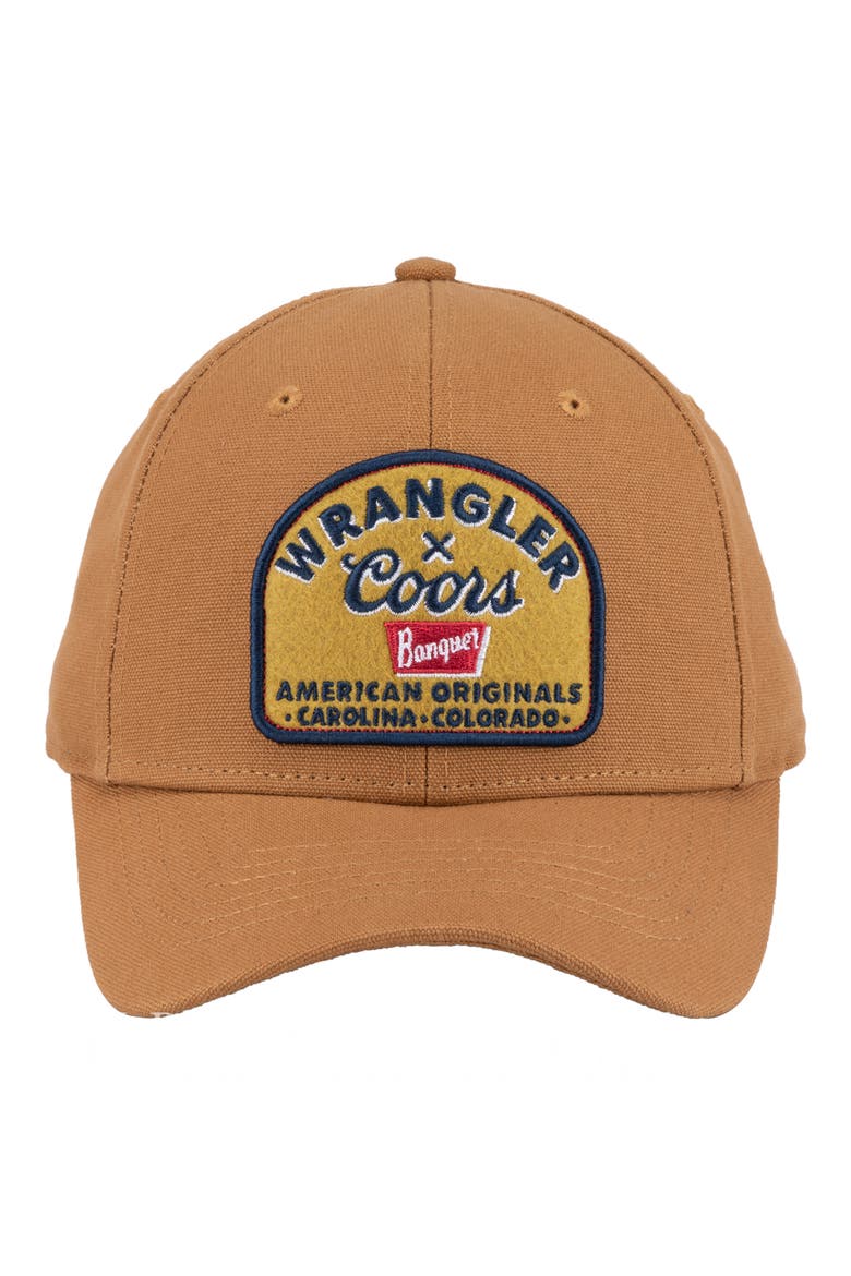 Embroidered Patch Snap Back Cap, Main, color, BROWN