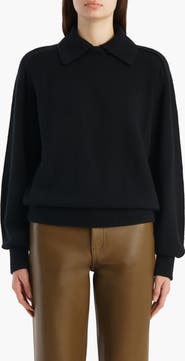 Khaite Jackson Stretch Wool & Cashmere Polo Sweater