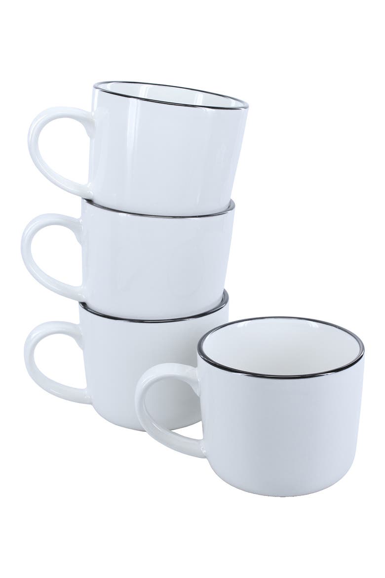 Set of 4 Silhouette Mugs, Main, color, WHITE W/ BLACK