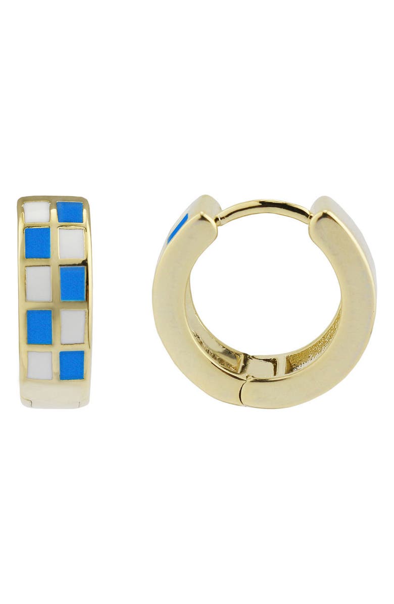 REBL Checkered Hoop Earrings, 15.7mm, Main, color, Blue And White