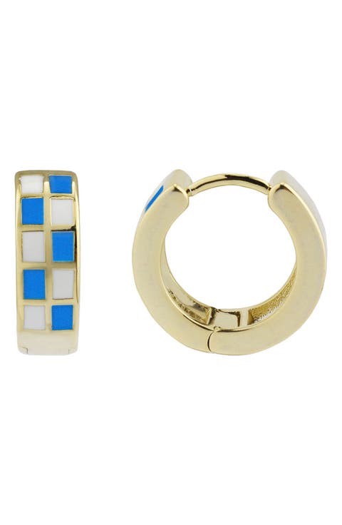 Checkered Hoop Earrings, 15.7mm
