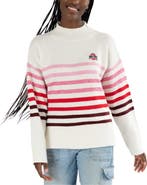 LUSSO Women's Lusso  White Ohio State Buckeyes Simone Striple Mock Neck Oversized Pullover Sweater