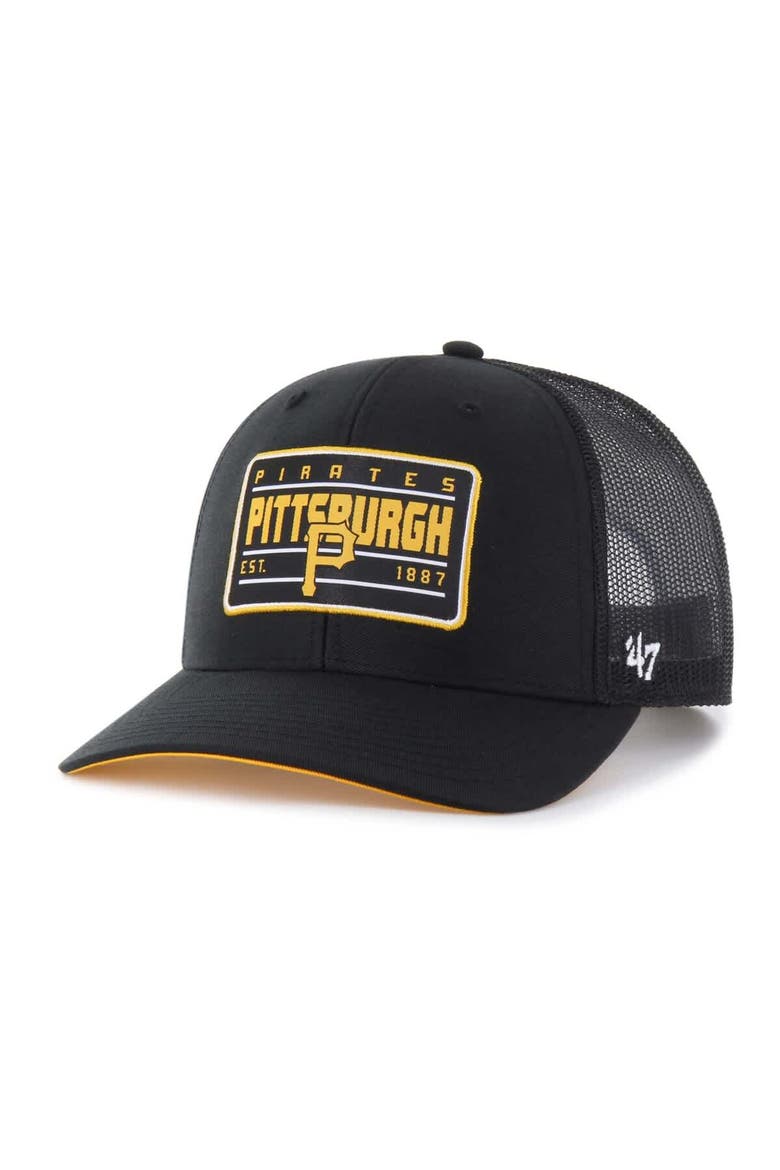 Men's '47 Black Pittsburgh Pirates Hardline Trucker Adjustable Hat, Main, color, Black