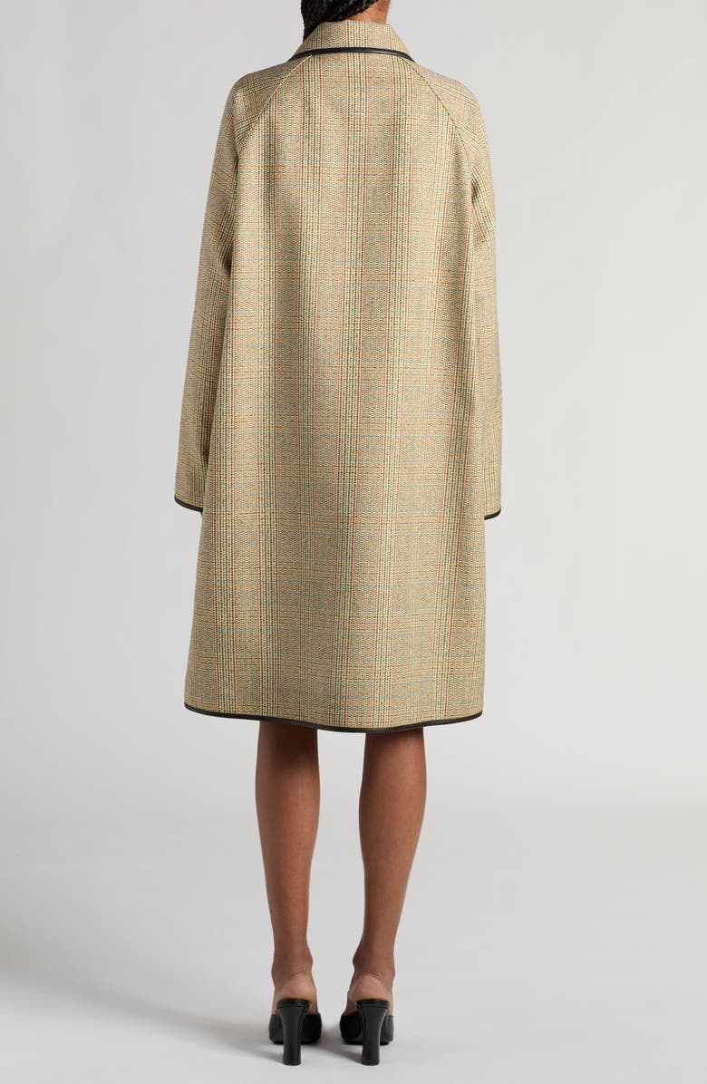 Bottega Veneta Distorted Prince of Wales Plaid Leather Trim Coat, Alternate, color, 