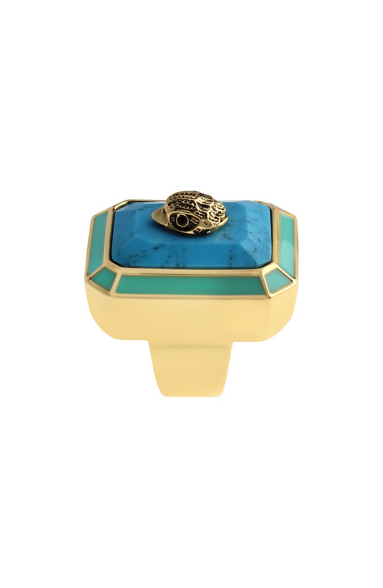 Kurt Geiger London Eagle Head Crystal Cocktail Ring, Alternate, color, Turquoise