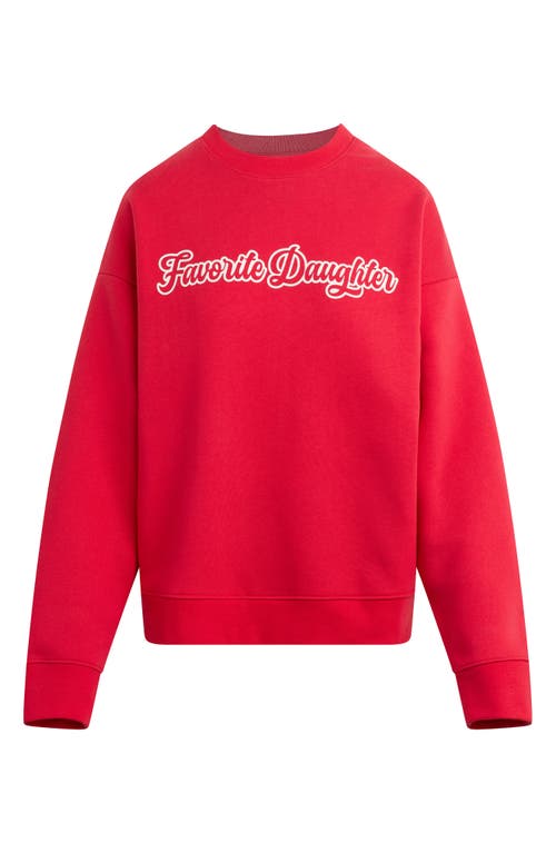 Favorite Daughter The Varsity French Terry Graphic Sweatshirt in Rouge Red/white at Nordstrom, Size X-Large