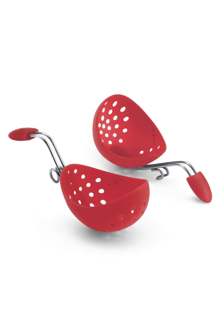 Silicone Egg Poacher Set of 2 With Pan Clips, Main, color, Red