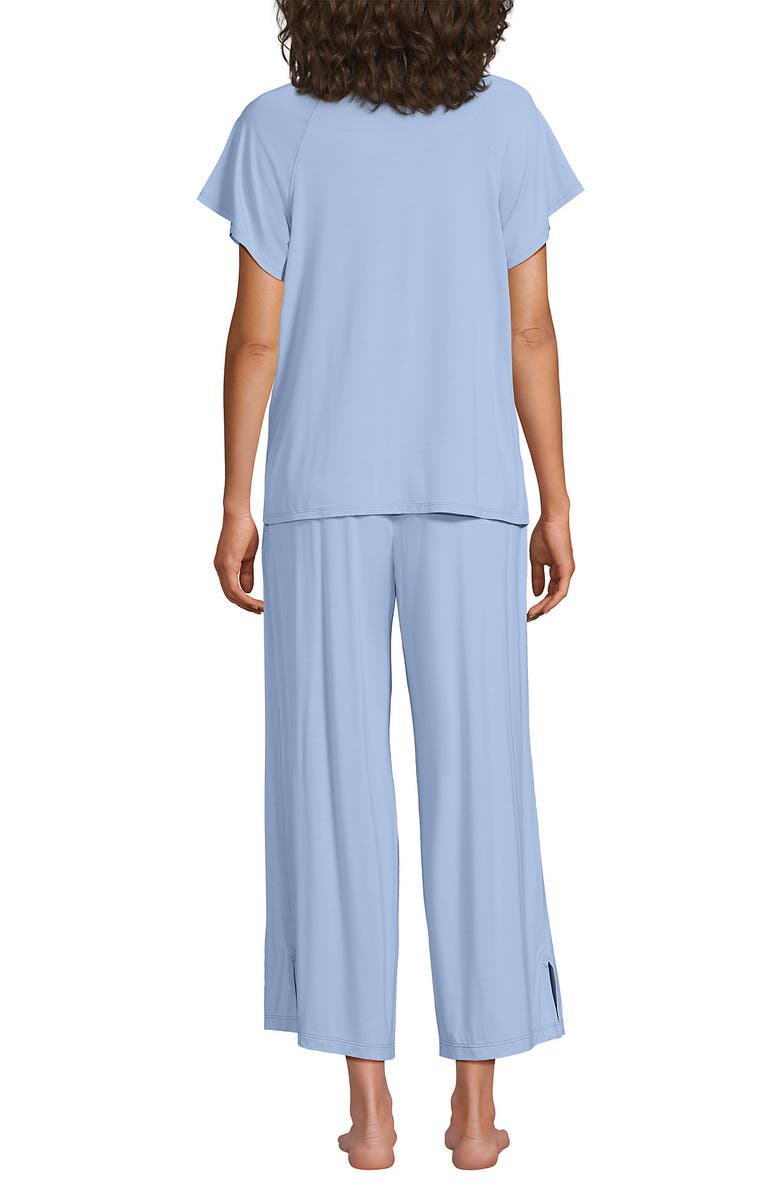 Lands' End Cooling Pajama Set - Short Sleeve Top and Crop Pants, Alternate, color, Misty Blue