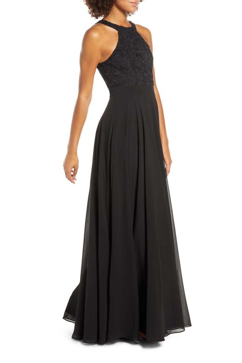 Love Poem Lace Halter Gown, Alternate, color, BLACK