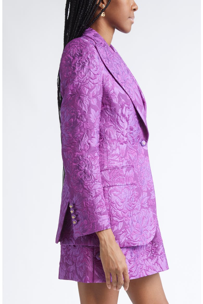 One-Button Floral Brocade Blazer, Alternate, color, F0571 VIOLA