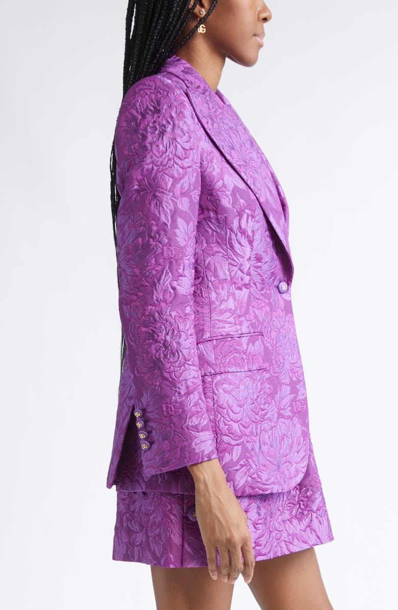 Dolce&Gabbana One-Button Floral Brocade Blazer, Alternate, color, F0571 Viola