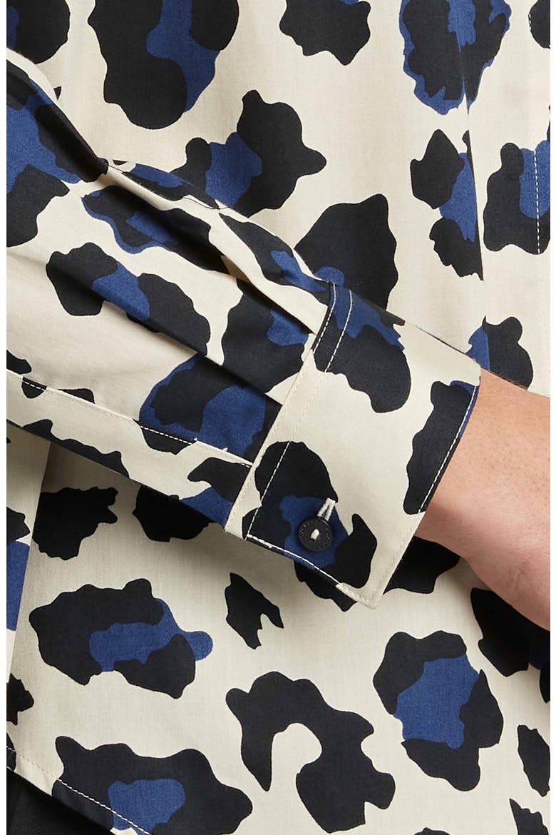 Charlie Leopard Print Cotton Button-Up Shirt, Alternate, color, PACIFIC BLUE MU