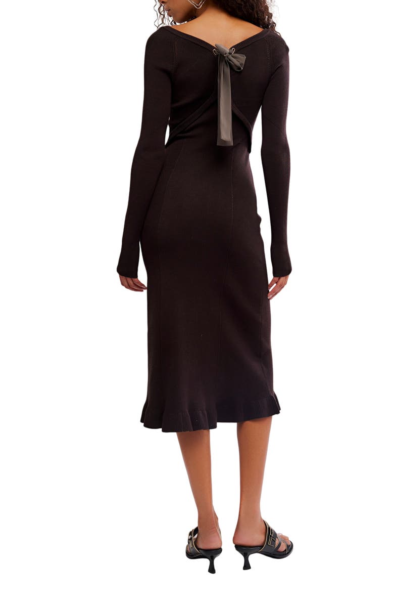 Free People Allister Long Sleeve Rib Midi Sweater Dress, Alternate, color, Delicioso