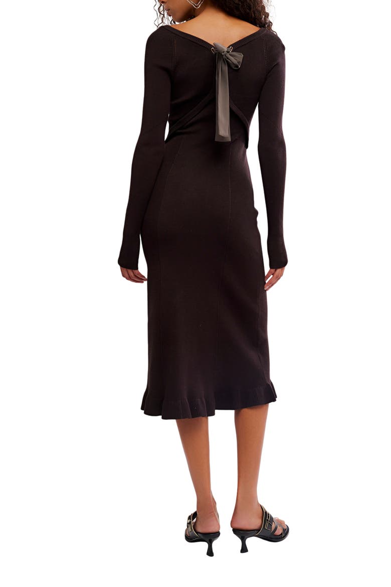 free people ribbed dress Free People XS Teal Ribbed Knit Midi Dress 3/4 Sleeve Stretch Bodycon Boho