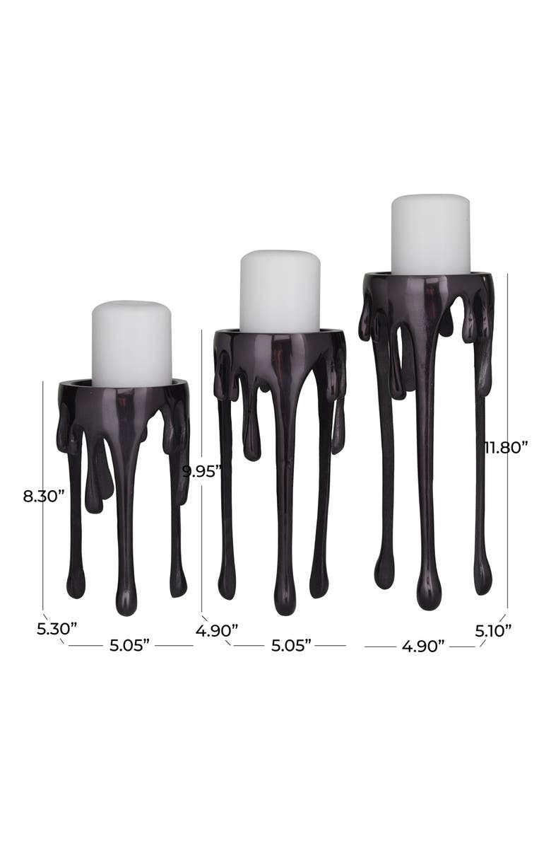 UMA Set of 3 Melting Wax Pillar Candleholders, Alternate, color, Black