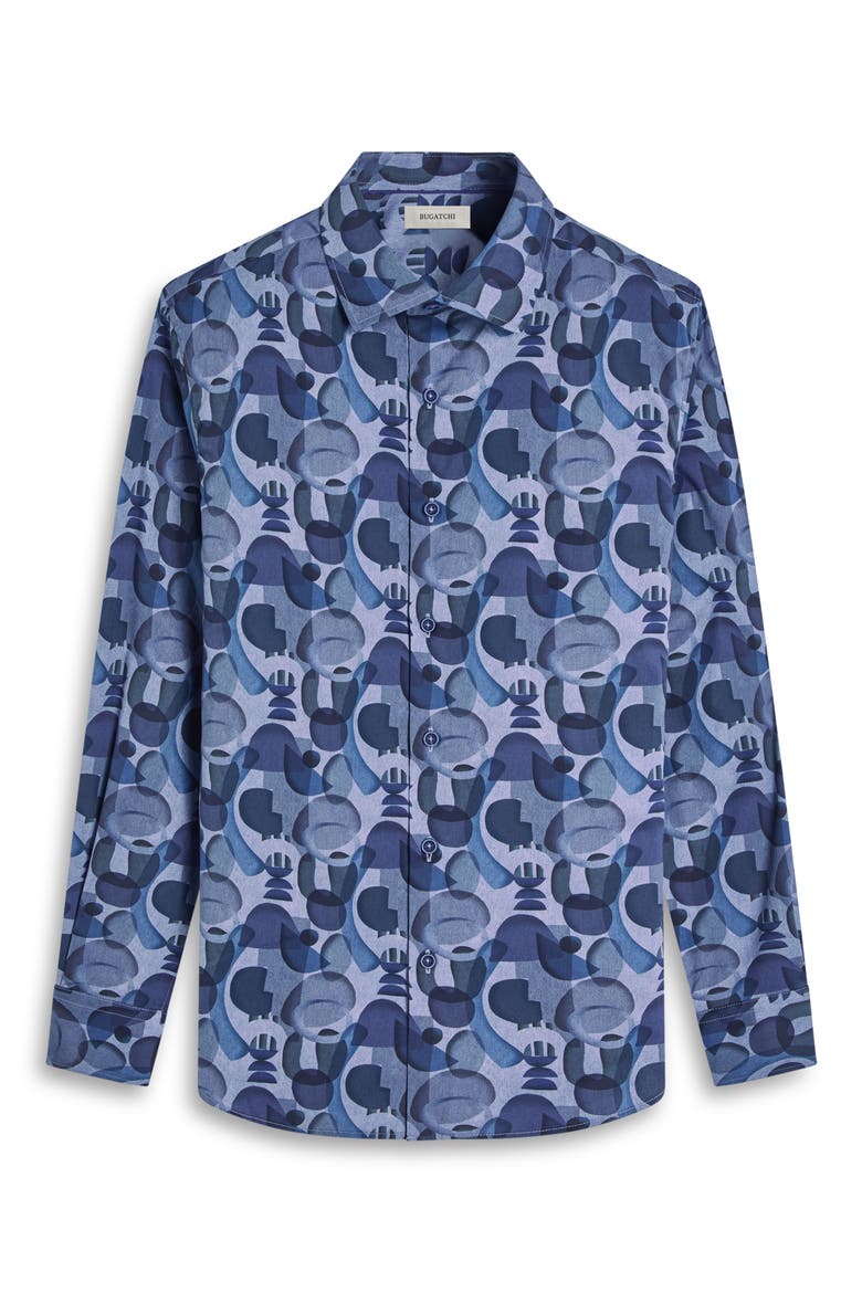 Julian Shaped Fit Stretch Cotton Button-Up Shirt, Alternate, color, COBALT