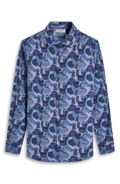 Bugatchi Julian Shaped Fit Stretch Cotton Button-up Shirt In Cobalt