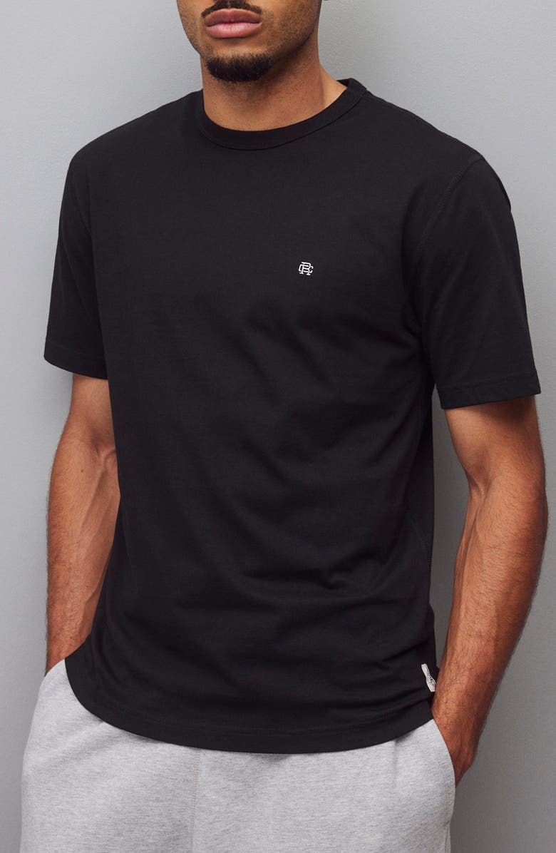 Reigning Champ Embroidered Monogram Lightweight Jersey T-Shirt, Main, color, Black