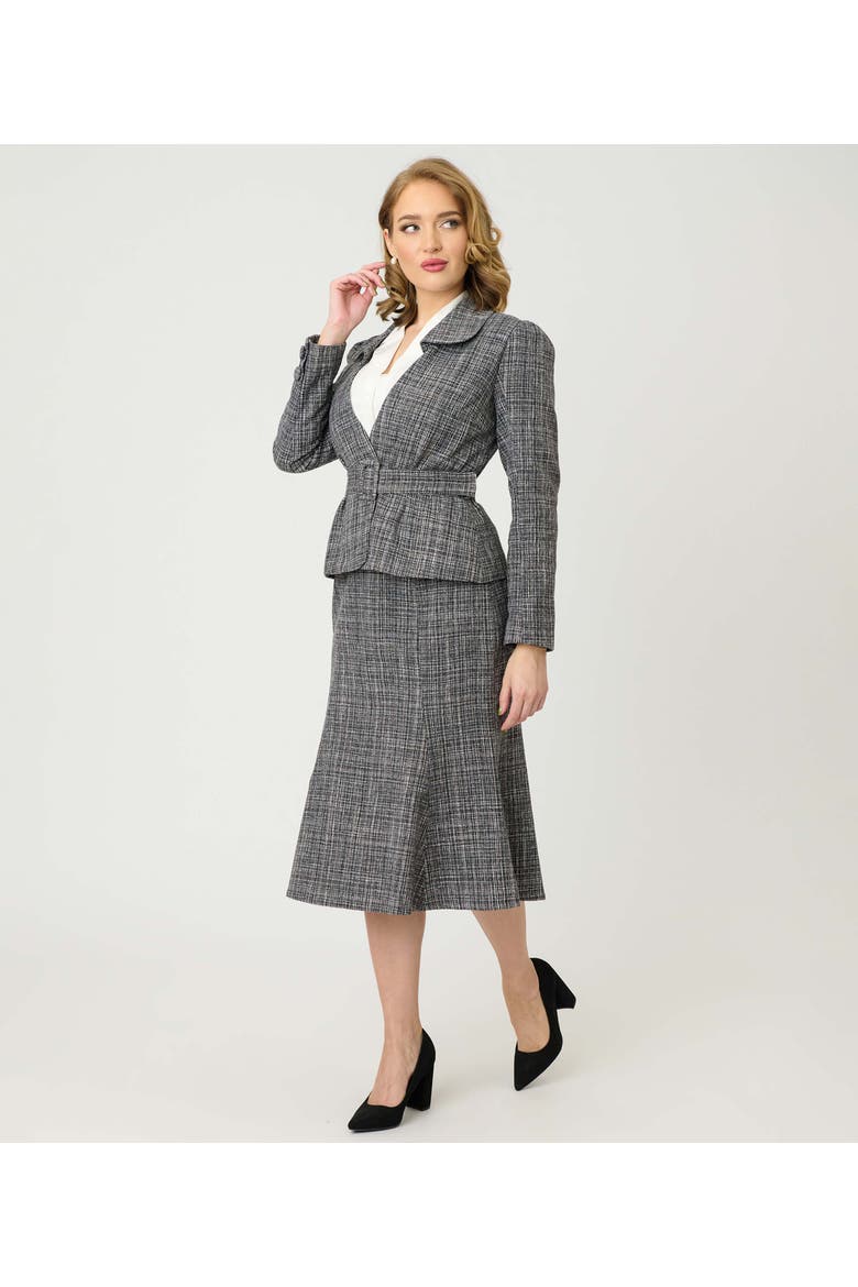Tweed Tina Trumpet Skirt, Alternate, color, Grey Tweed