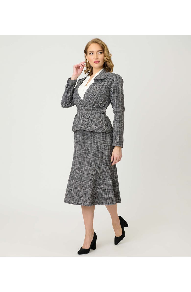 Unique Vintage Tweed Tina Trumpet Skirt, Alternate, color, Grey Tweed