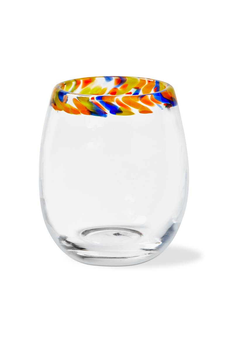 Kaleidoscope Stemless Wine Glass Clear Dishwasher Safe, Main, color, Clear
