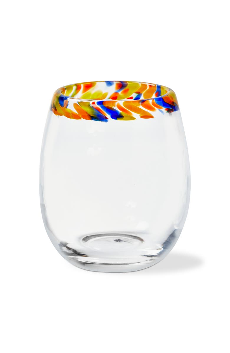 tag Kaleidoscope Stemless Wine Glass Clear Dishwasher Safe, Main, color, Clear