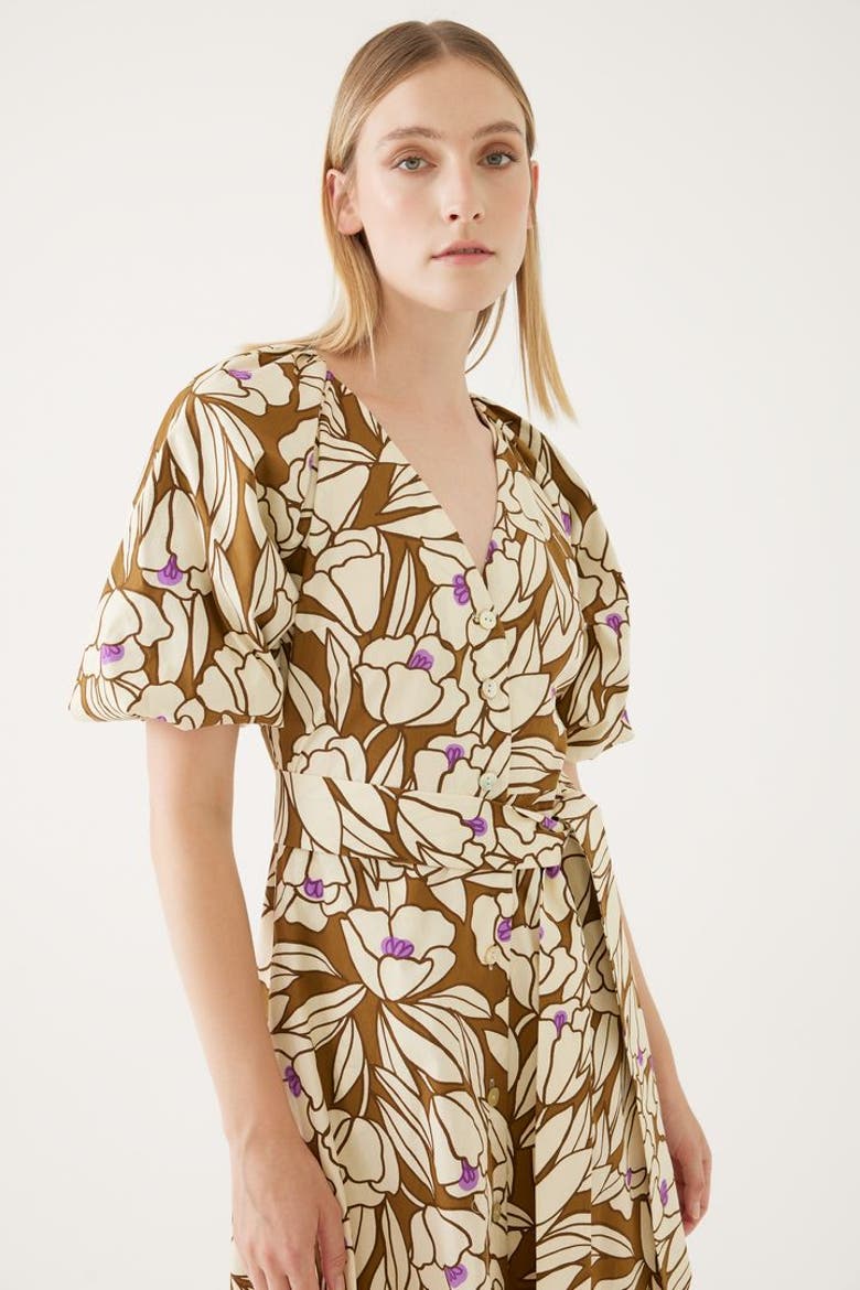 Bobo Midi Dress, Alternate, color, Brown