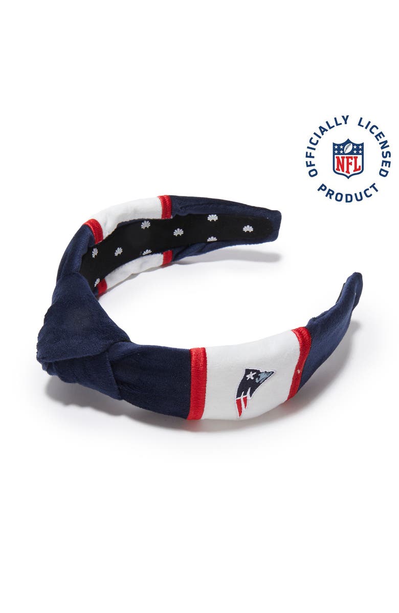 Lele Sadoughi New England Patriots Embroidered Knotted Headband, Main, color, Navy 400