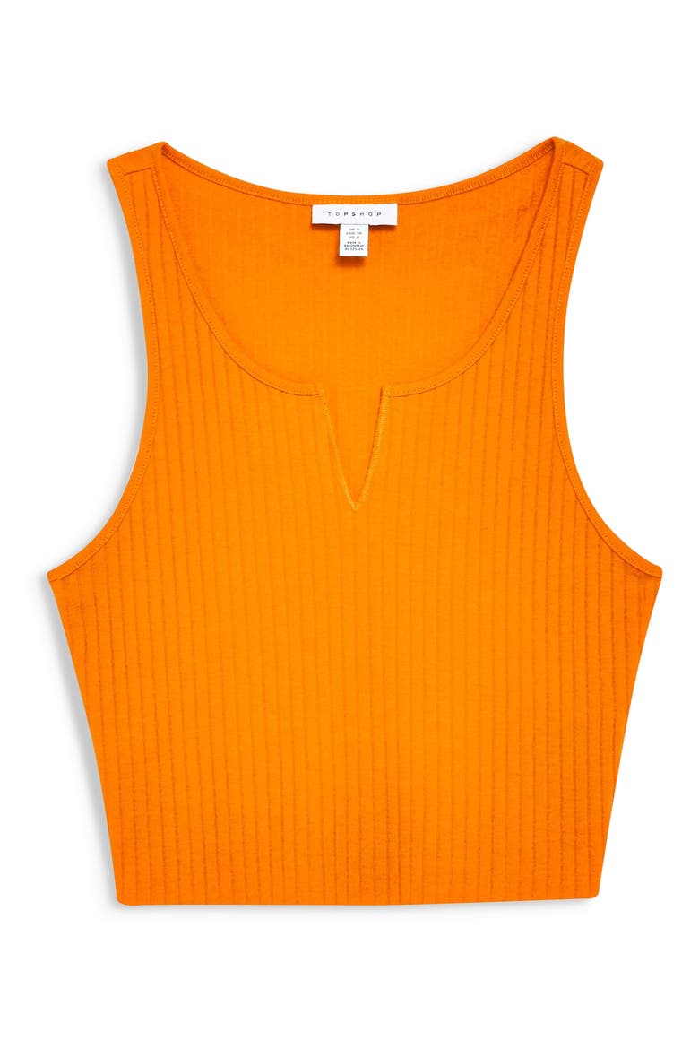Ribbed Notched Tank Top, Alternate, color, NEW ORANGE