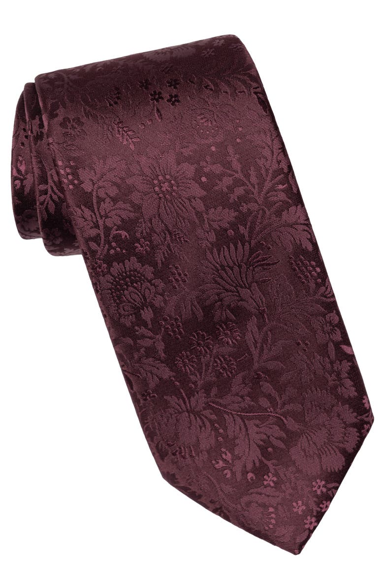 Elizabetta Goldoni - Silk Jacquard Tie for Men, Main, color, Burgundy